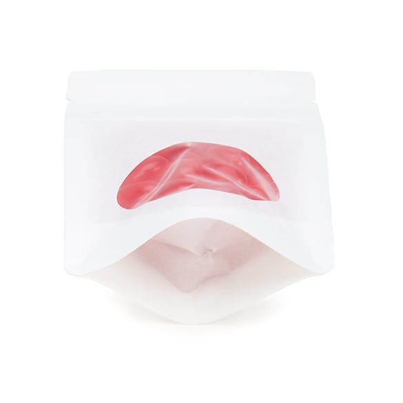 Standbodenbeutel Kraftpapier Weiß 80x50x130mm | 28 Gramm mit rundem Fenster - 100 Stk