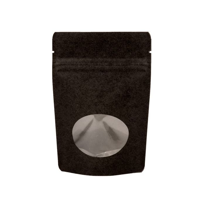 Stand Up Pouches Kraft Black with oval Window 170x90x285mm | 340 grams