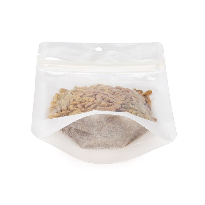 Öko Standbodenbeutel Reispapier / Transparent 102x60x152mm - 100 Stk