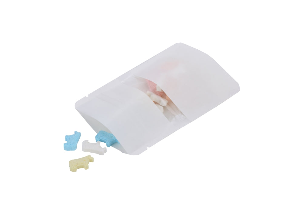 Standbodenbeutel weiß Kraftpapier | 28 Gramm | 8x5x13 cm - 100 Stk