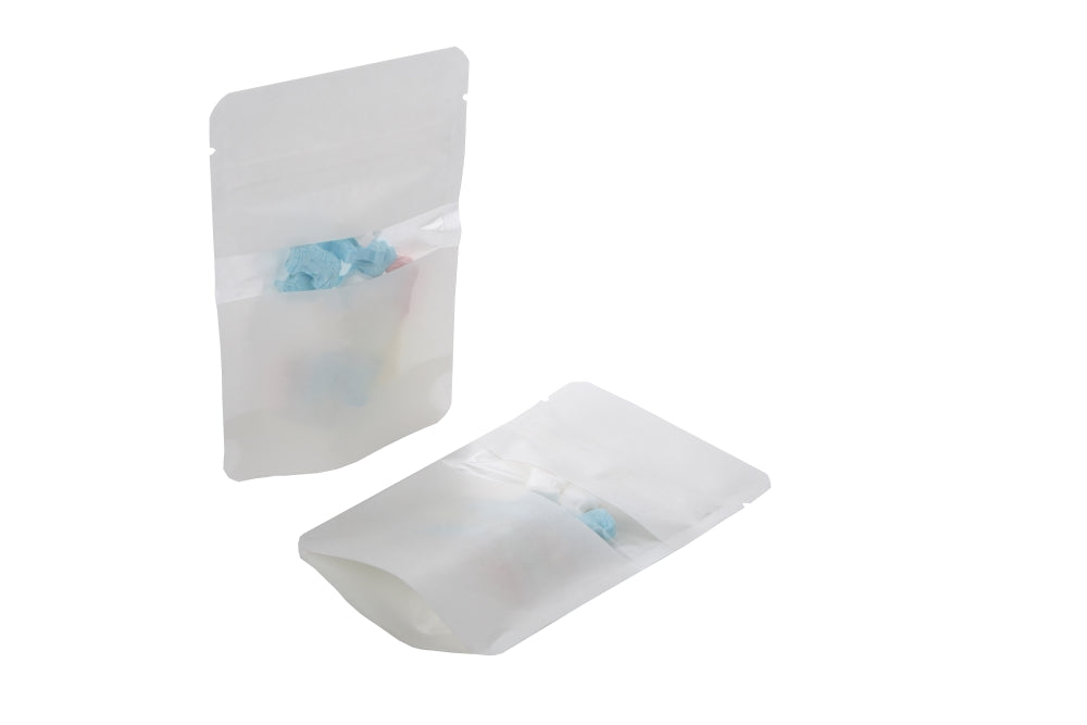 Standbodenbeutel weiß Kraftpapier | 28 Gramm | 8x5x13 cm - 100 Stk