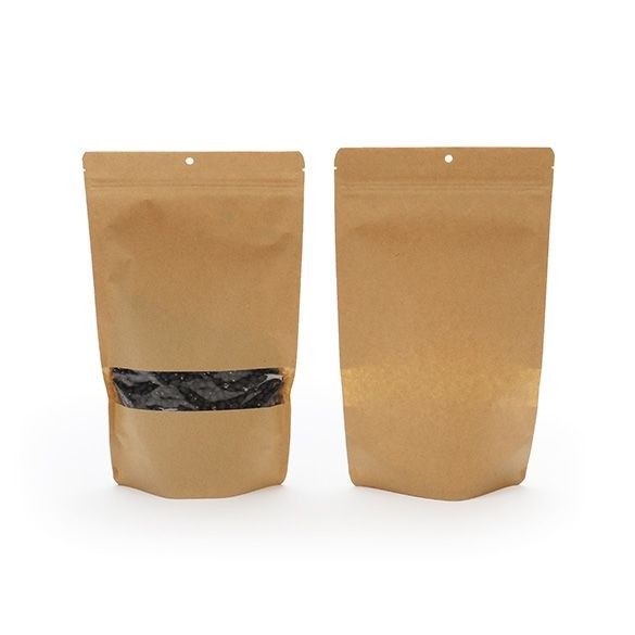 Standbodenbeutel Kraftpapier 170x90x285mm | 340 Gramm mit Aufhängeloch - 100 Stk