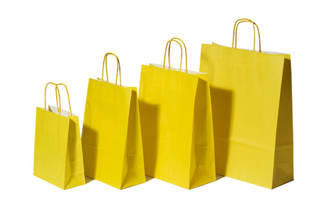 Paper Carry Bags Yellow 320+120x410mm 