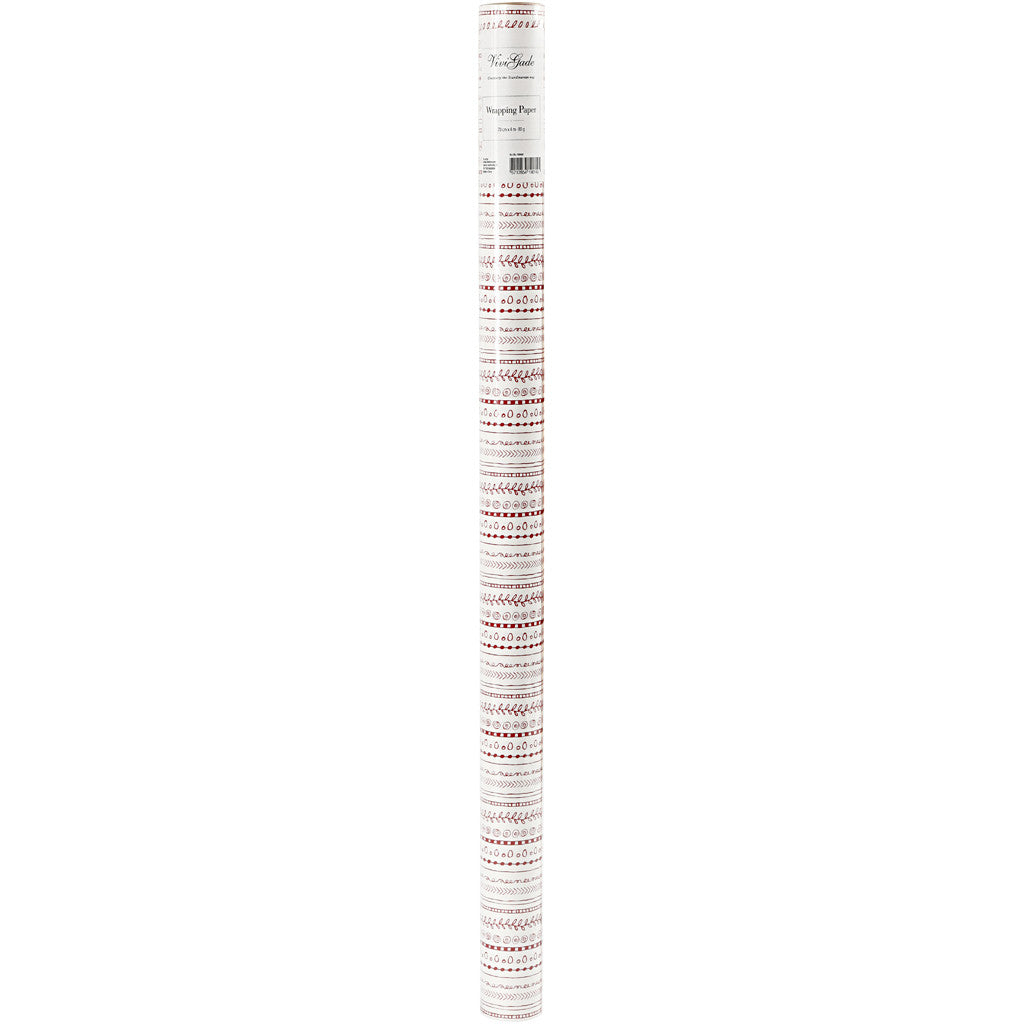 Geschenkpapier Rot/Weiß Kritzeleien 70cm x 4m | 80g - 1 Rolle