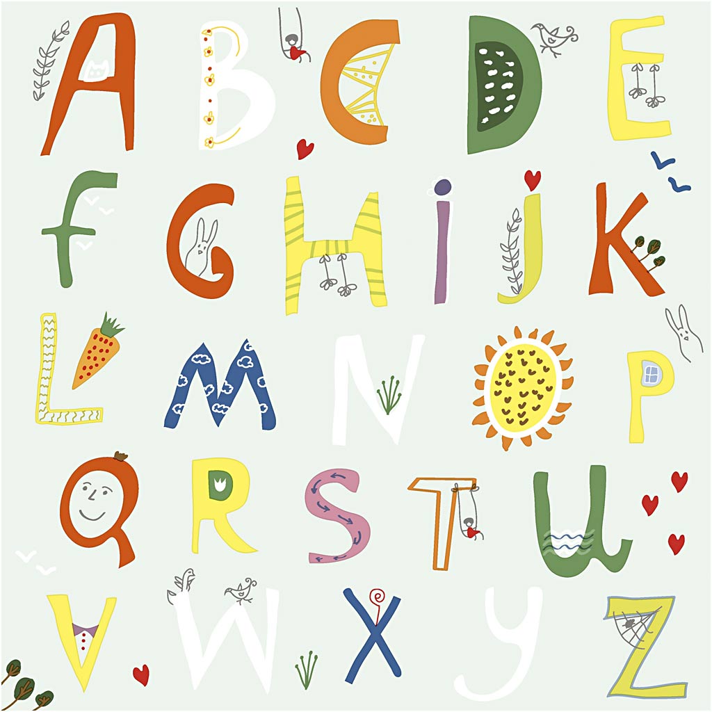 Table Napkins, Alphabet, size 33x33 cm 