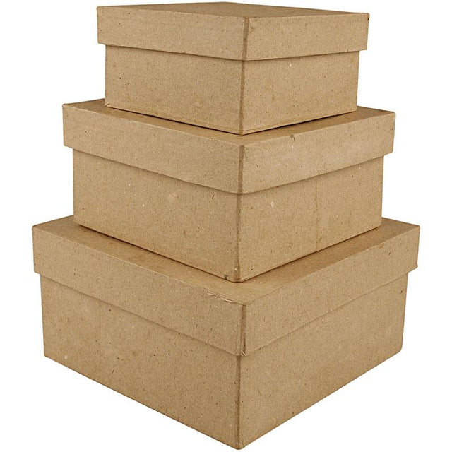 Square Boxes, size 10+12.5+15 cm, H: 5+6+7.5 cm 