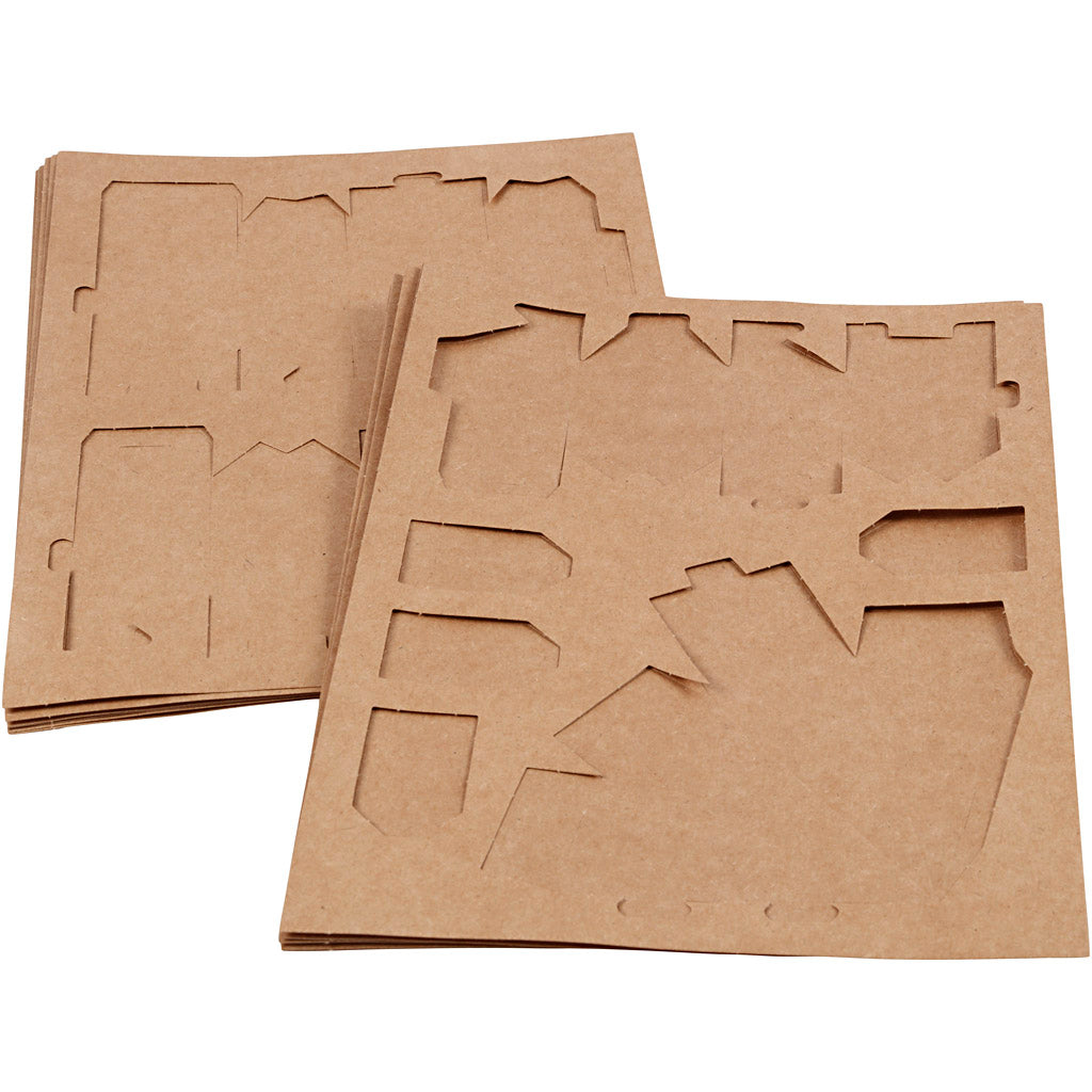 Gestanzte Häuser und Bäume aus Karton, H: 5,7-10 cm cm, 1 Set
