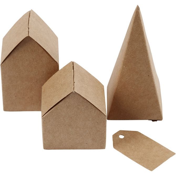 Gestanzte Häuser und Bäume aus Karton, H: 5,7-10 cm cm, 1 Set