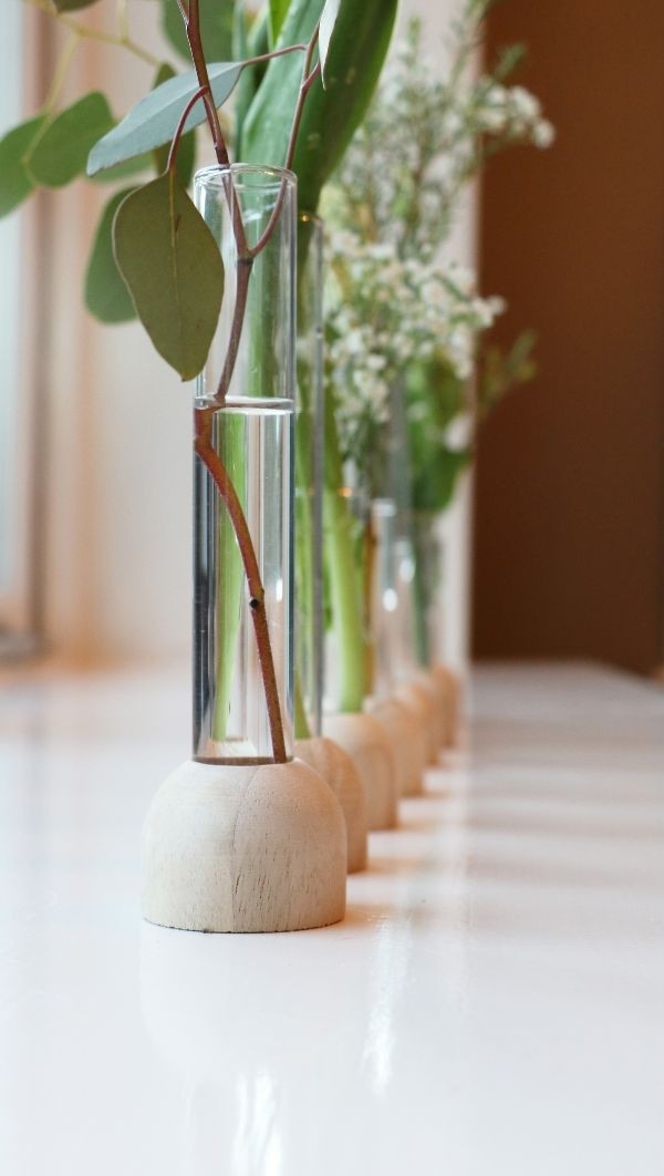 Glas-Testrohr mit Holzbasis 2x10cm - 1 Stk