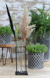 Zylindervasen in Metallhalterung | H: 17.5cm - 4 Stk