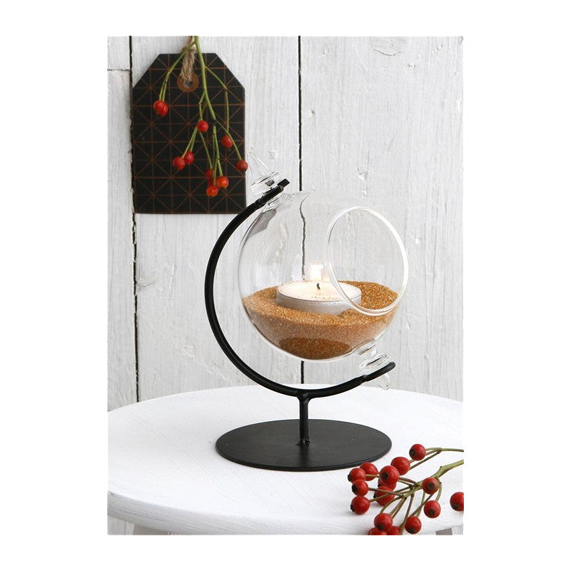 Glaskugel für Teelicht mit Ständer Ø 8 cm, H. 14 cm - 1 Stück