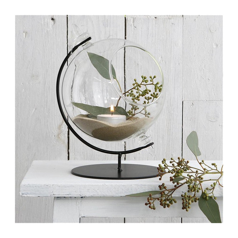 Glaskugel für Teelicht mit Ständer Ø 15 cm, H. 21 cm - 1 Stück