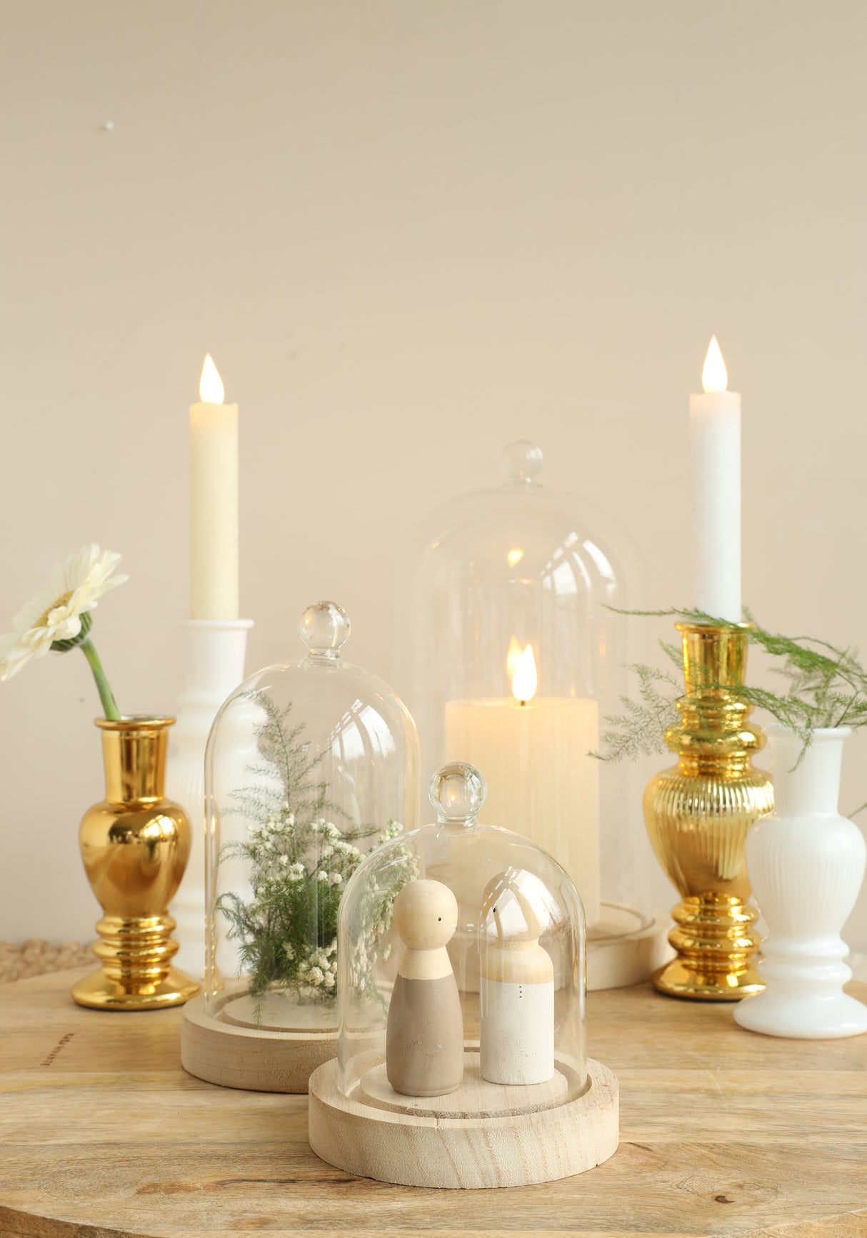 Glashaube mit Glasknopf mit Holzsockel Ø12 h.18 cm (1 Stk.) [IFS-29313]