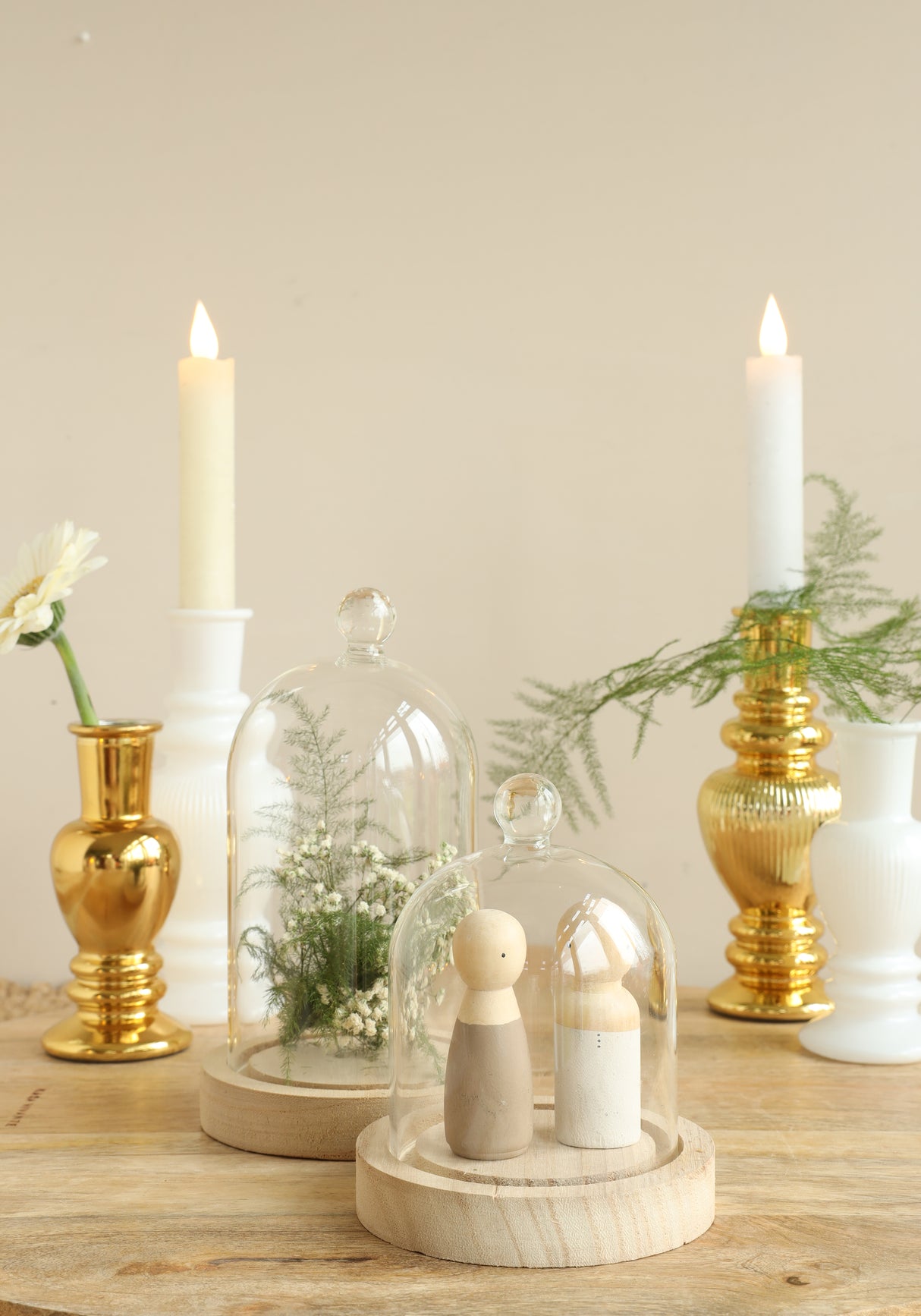 Glashaube mit Glasknopf mit Holzsockel Ø12 h.18 cm (1 Stk.) [IFS-29313]