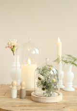 Glashaube mit Glasknopf mit Holzsockel Ø12 h.18 cm (1 Stk.) [IFS-29313]