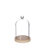 Glasglocke mit herzförmigem Holzsockel, Ø 12 cm, H. 18,5 cm - 1 Stück