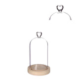 Glasglocke mit herzförmigem Holzsockel, Ø 10 cm, H. 18 cm - 1 Stück