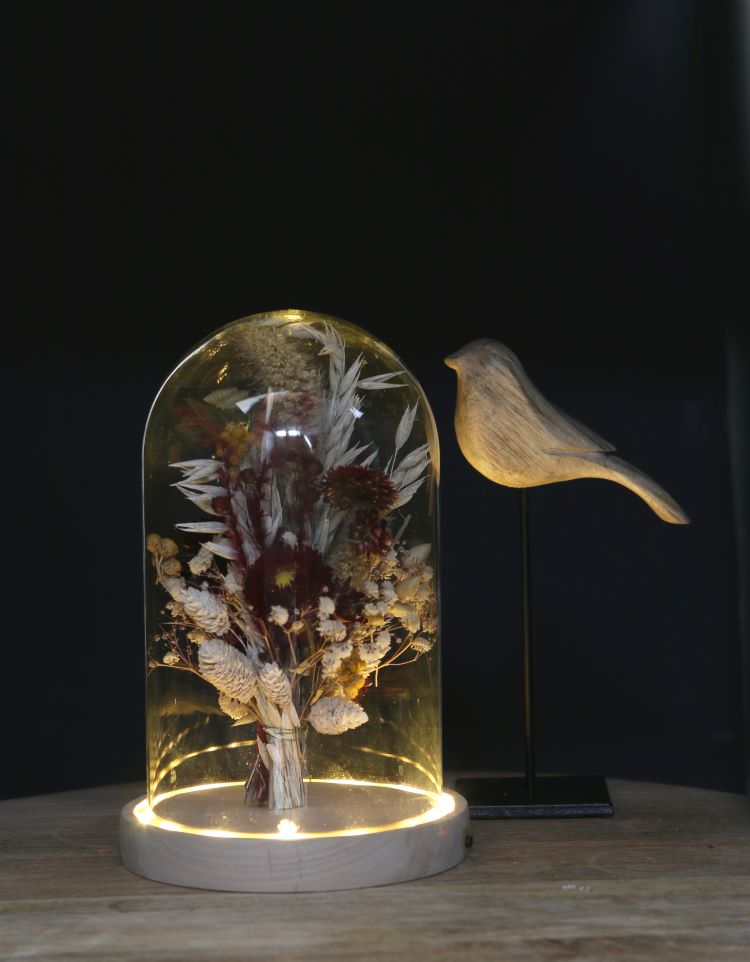 Glas-LED-Stolpersteine mit Holzsockel Ø14cm - 1 Stk