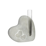 Zementherz mit Glasröhrchen, L. 4,5 x B. 13 x H. 14,6 cm - 6 Stück