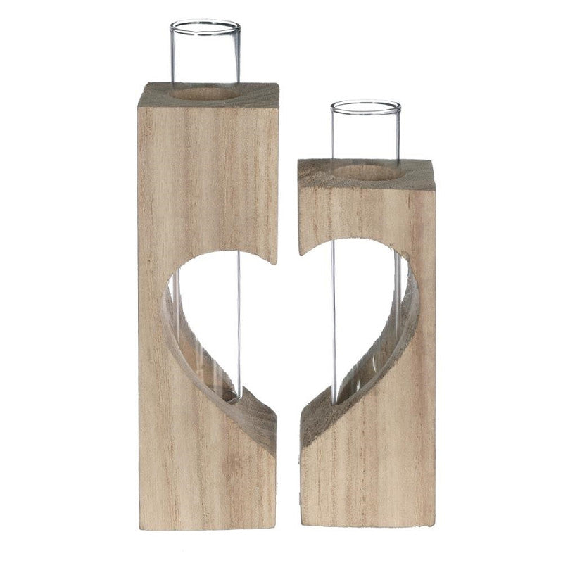 Herzförmiger Reagenzglashalter aus Holz, L. 4 x B. 4 x H. 14,5 cm - 6er-Set