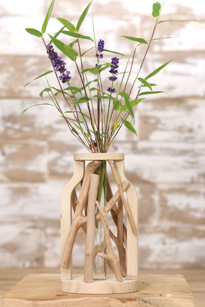 Reagenzglas mit Ständer aus recyceltem Holz Medium 11x8.5x19.5cm - 1 Stk