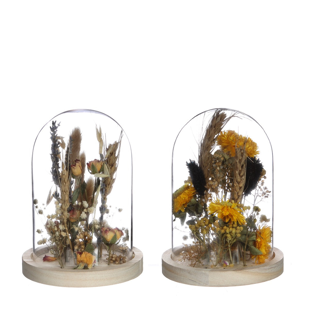 Glass jar with dried flowers natural Ø10cm 