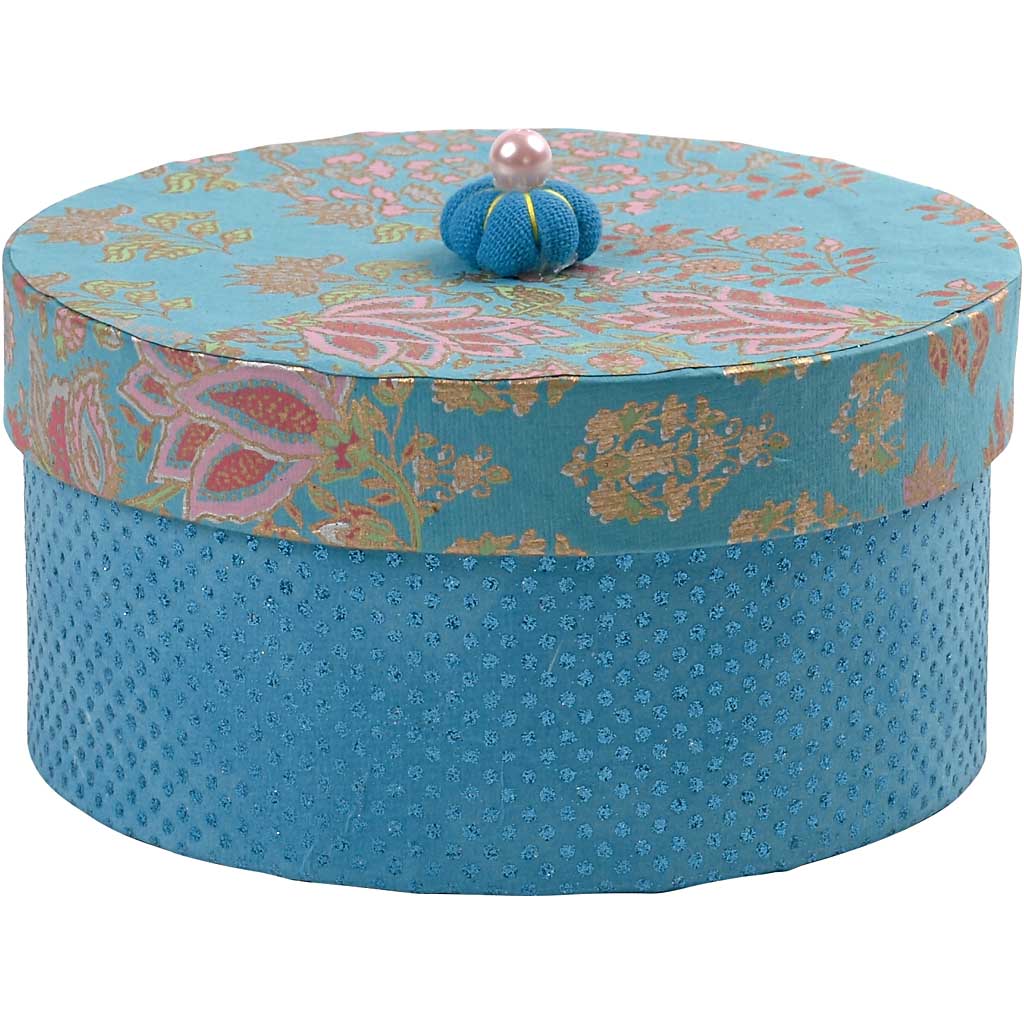 Runde Schachteln, T: 10+13+16 cm, H: 5+6,5+7,5 cm - 3 Stk