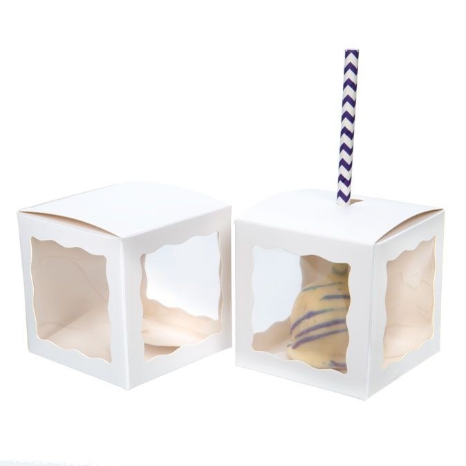 Geschenkschachteln Kraftpapier Weiß mit 3 Fenstern 75x75x75mm - 25 Stk