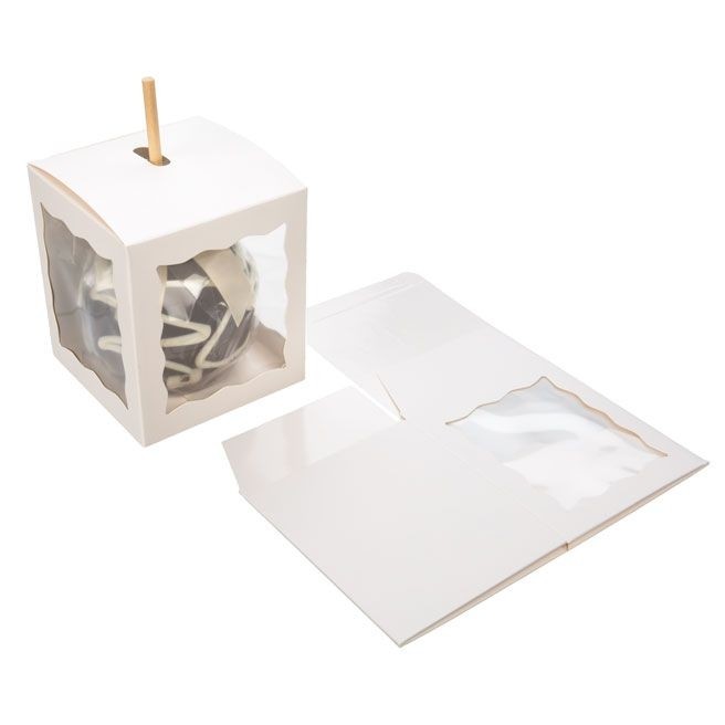 Geschenkschachteln Kraftpapier Weiß mit 3 Fenstern 102x102x117mm - 25 Stk