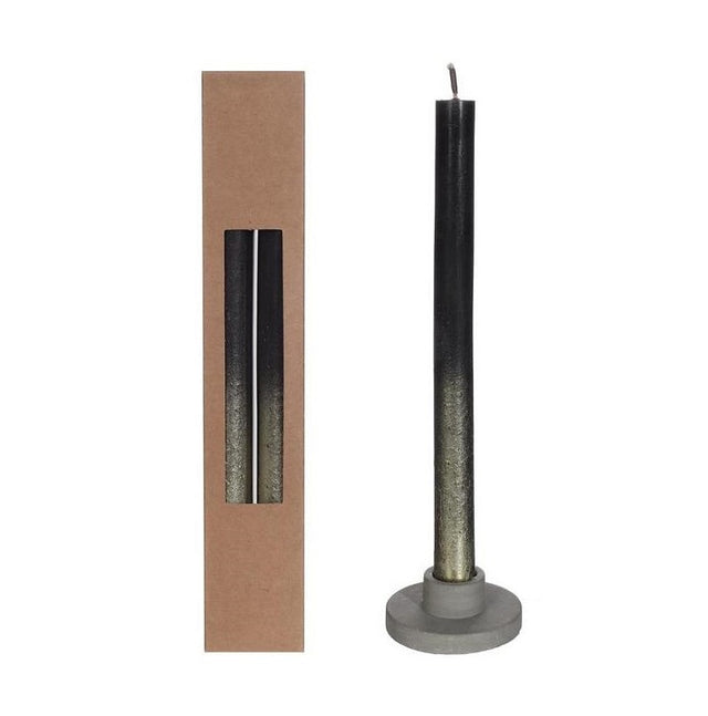 Dinner Candles Black with Gold Spray Ø21/h. 250mm 