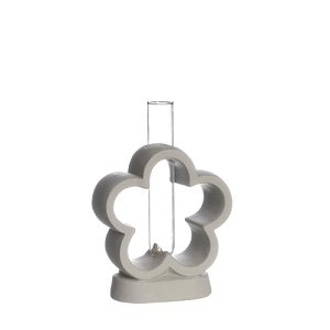 Cement flower White glass tube 100x40x150mm 