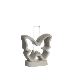 Cement butterfly White glass tube 100x40x140mm 