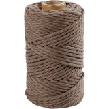 Macramé cord, Light brown, L: 55 mtr, D: 4 mm, 330 g 