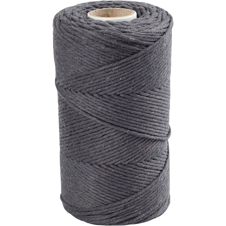 Macramé cord, grey, L: 198 mtr, D: 2 mm, 330 g 