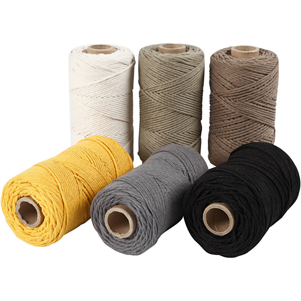 Makramée-Kordel div. Farben - D: 2 mm - 6x330g - 1 Set
