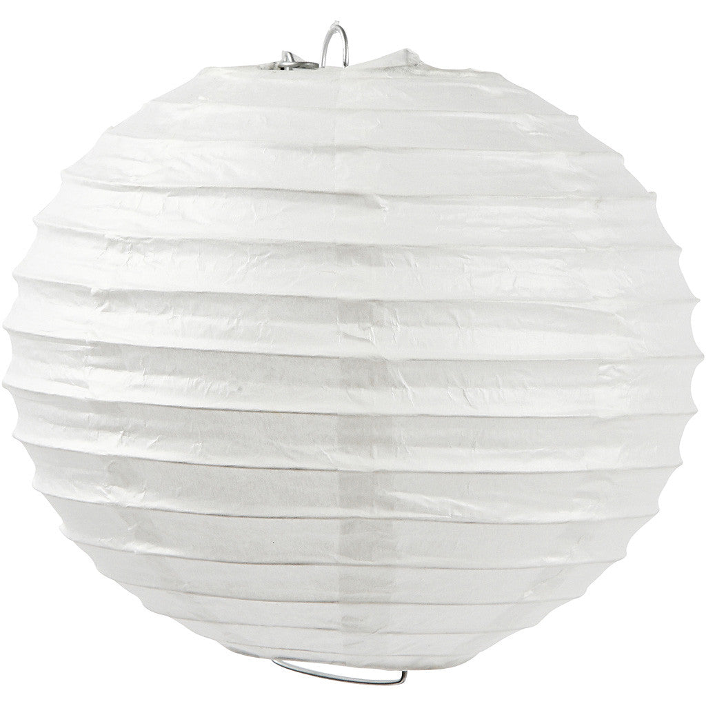 Runde Laterne aus Reispapier Weiß - D: 35cm - 1 Stk
