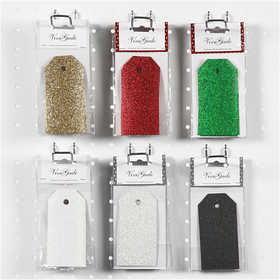 Anhängeetiketten Manilla Glitter Div Farben 50x100mm - 6x10 Stk