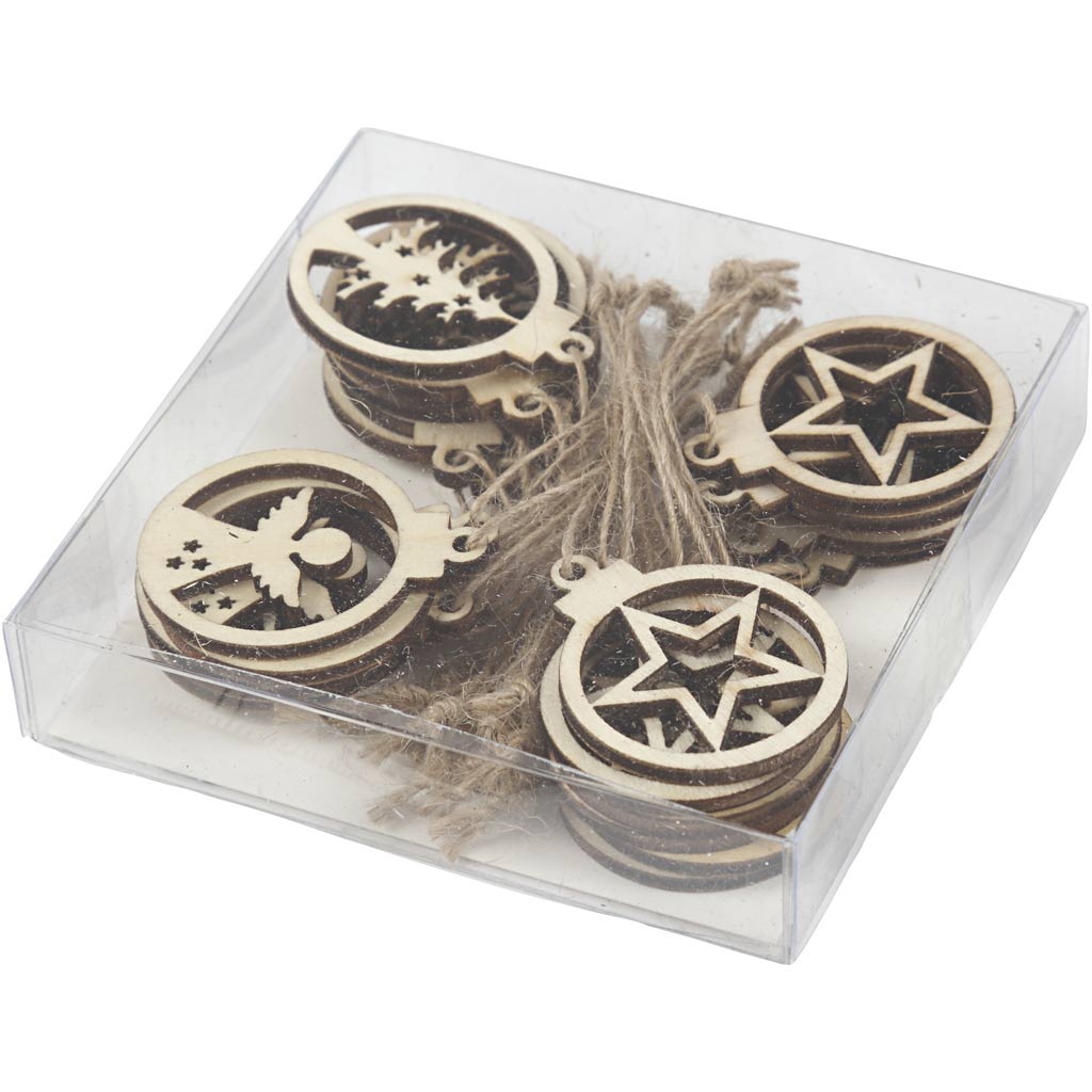 Weihnachtsanhänger, D: 3 cm, Dicke 2,7 mm, 24 Stk/ 1 Pck