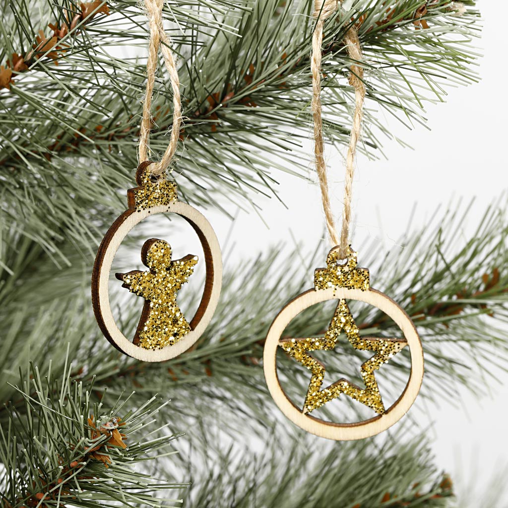 Hanging Christmas ornament, D: 3 cm, thickness 2,7 mm 