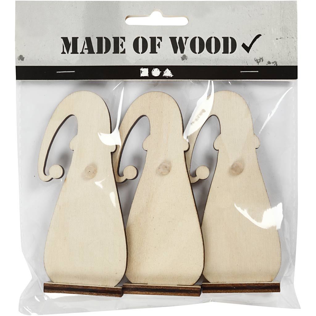 Weihnachtswichtel, H: 10 cm, Tiefe 1,5 cm, B: 4,5 cm, Dicke 3 mm, 3 Stk/ 1 Pck