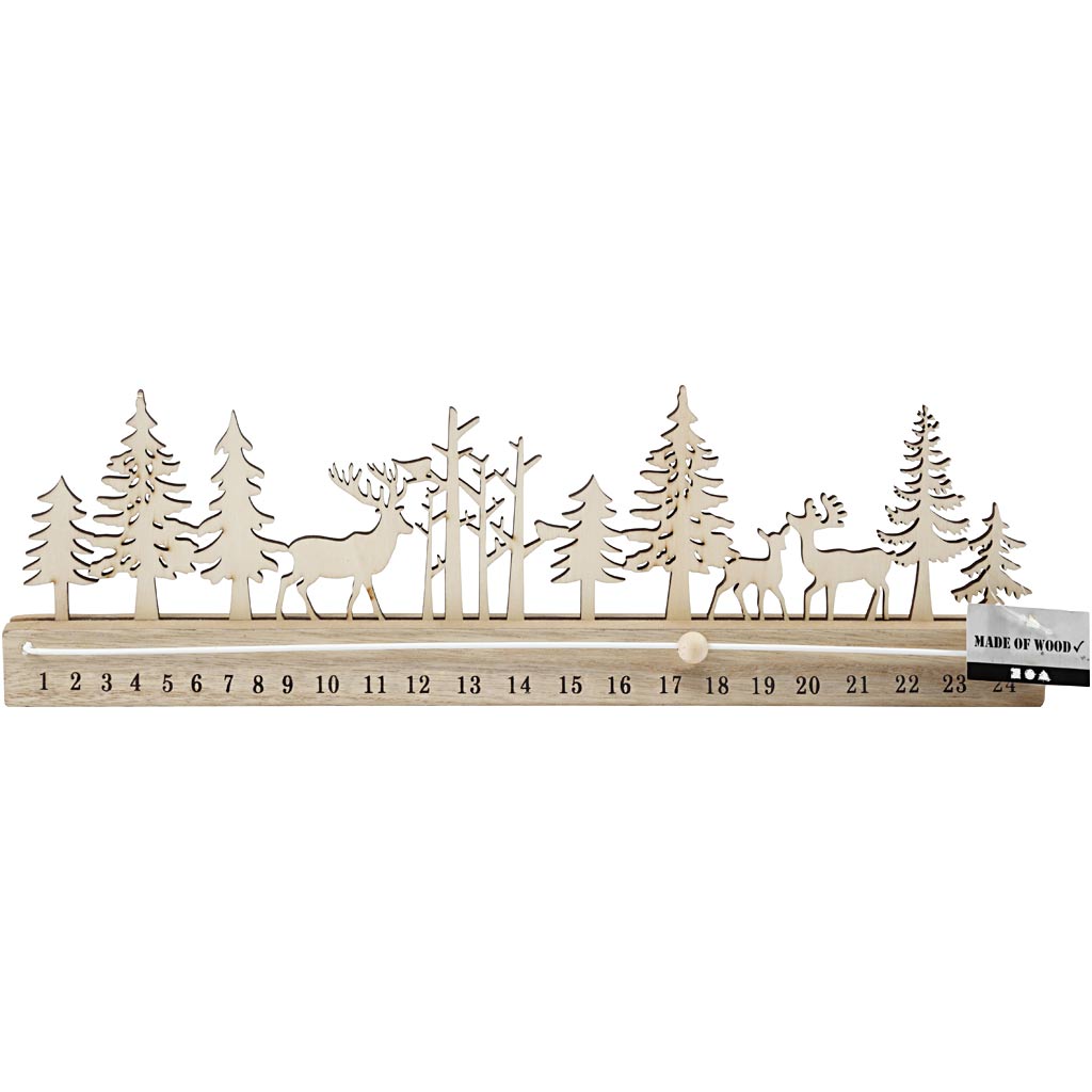 Adventkalender mit Datumszahlen, H: 12 cm, L: 40 cm, B: 3,6 cm, 1 Stk