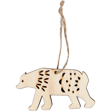 Ornament, polar bear, H: 4.5 cm, W: 7.5 cm, plywood, depth 0.5 cm 