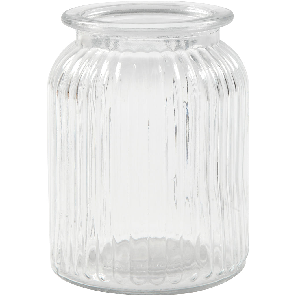 Glass Jar, H: 14,5 cm, D: 11 cm, hole size 7 cm 