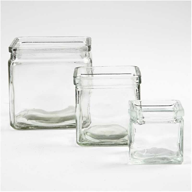 Kerzenglas, H: 5,5 cm, Größe 5,5x5,5 cm, 12 Stk./ 1 Box