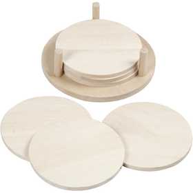Scheiben, D: 9,5 cm, Dicke 5 mm, Blauglockenbaum - 6 Stk