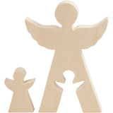 2in1 Figure, angels, H: 7.8+20 cm, W: 4.5+14.3 cm, plywood, depth 2 cm 