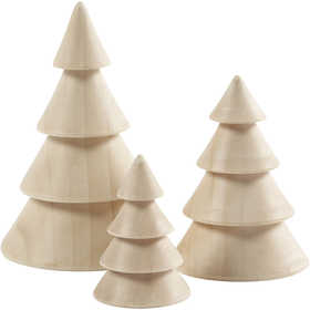 Weihnachtsbäume, H: 5+7,5+10 cm, T: 3,5+5,4+6,7 cm, Blauglockenbaum - 3 Stk