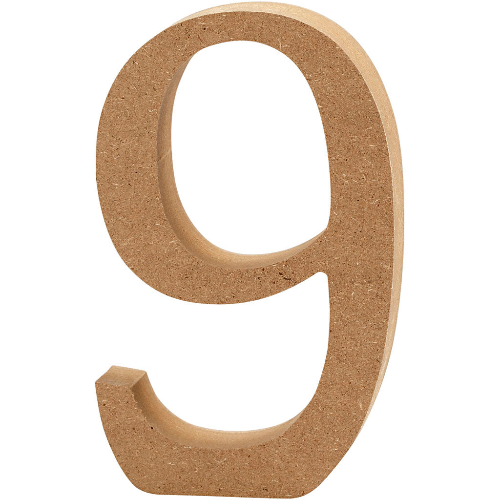 Number 9, H: 13 cm, thickness 2 cm, MDF 