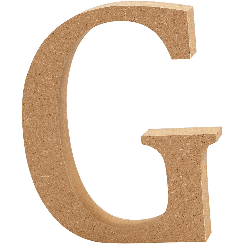Letter G, H: 8 cm, thickness 1.5 cm, MDF 