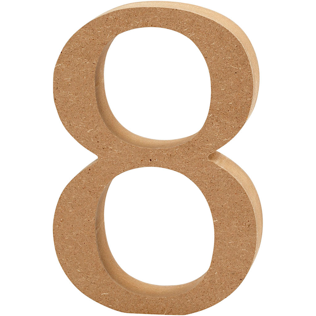 Number 8, H: 8 cm, thickness 1.5 cm, MDF 